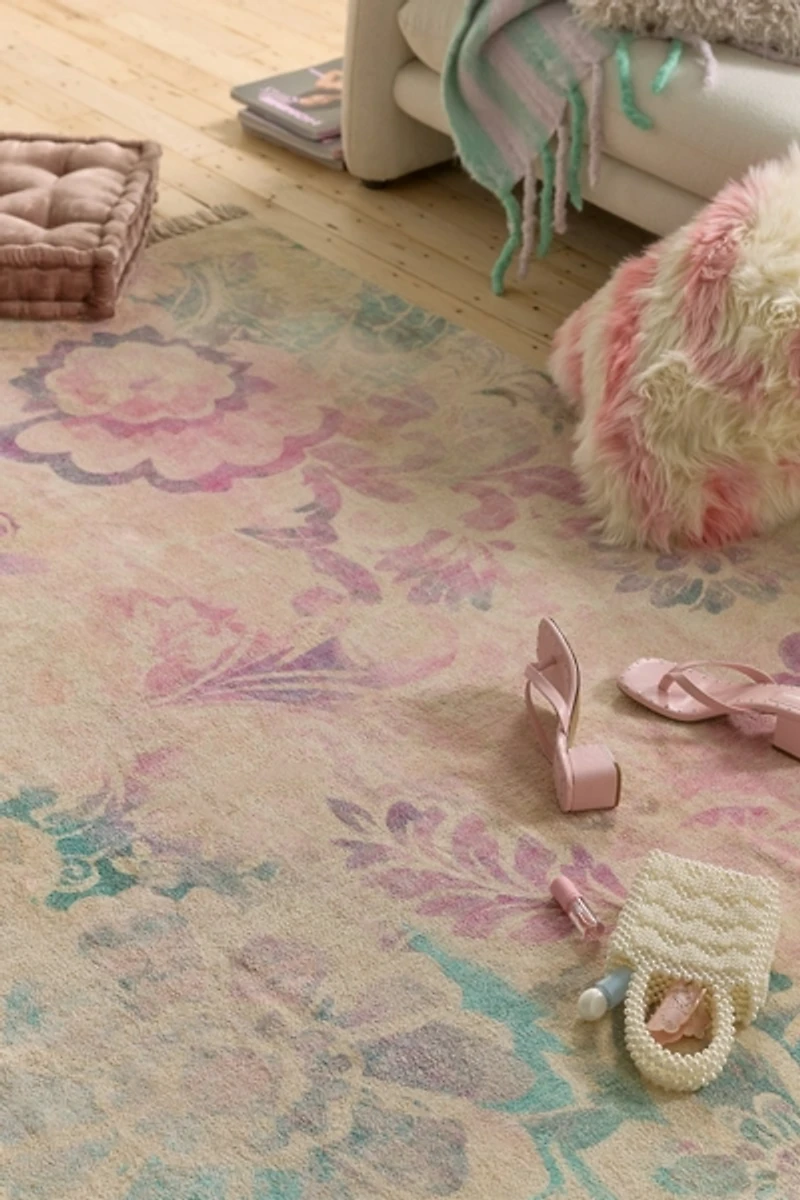 Enisa Floral Digital Printed Chenille Rug