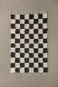 Checkerboard Woven Shag Rag Rug