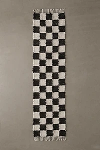 Checkerboard Woven Shag Rag Rug