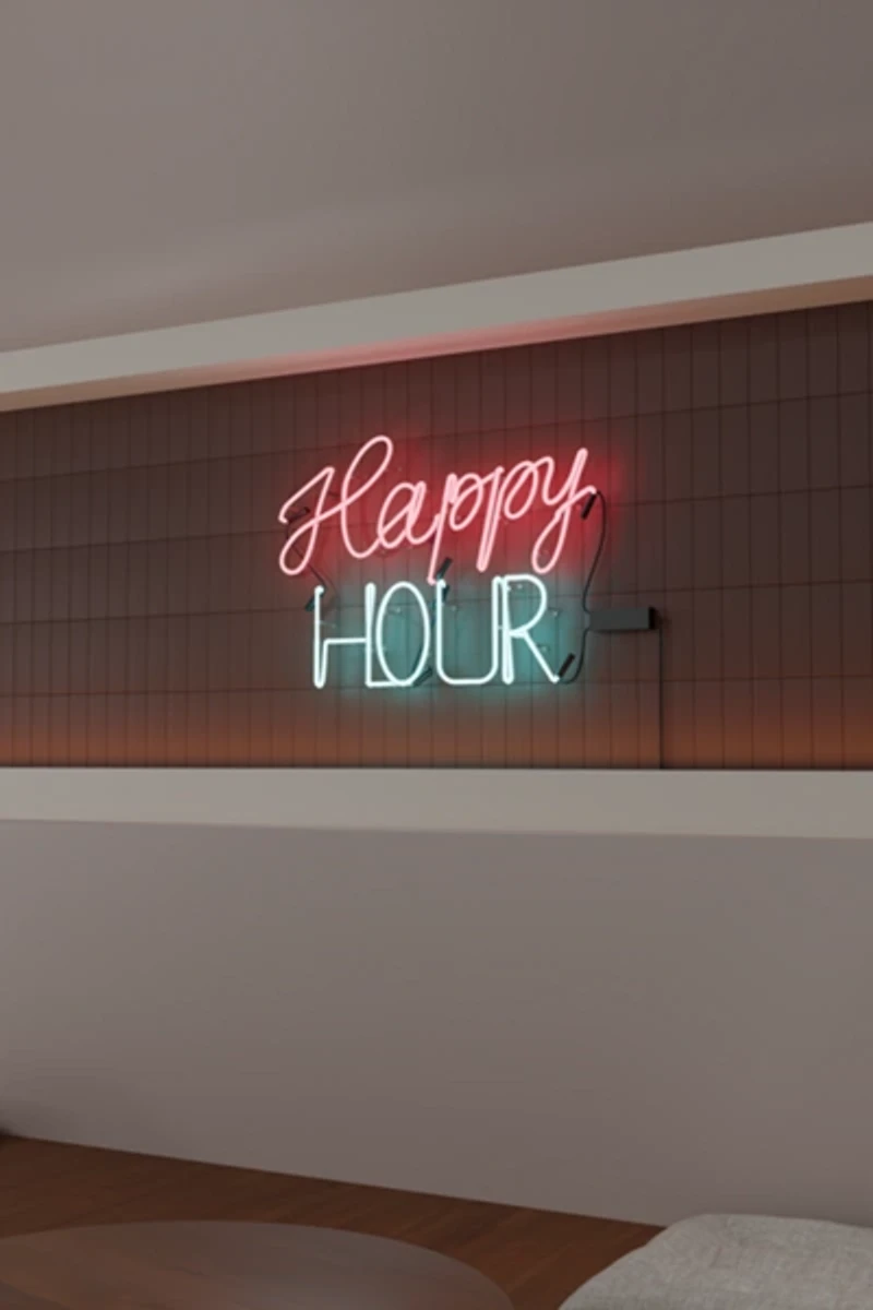 Echo Neon Happy Hour Glass Neon Sign