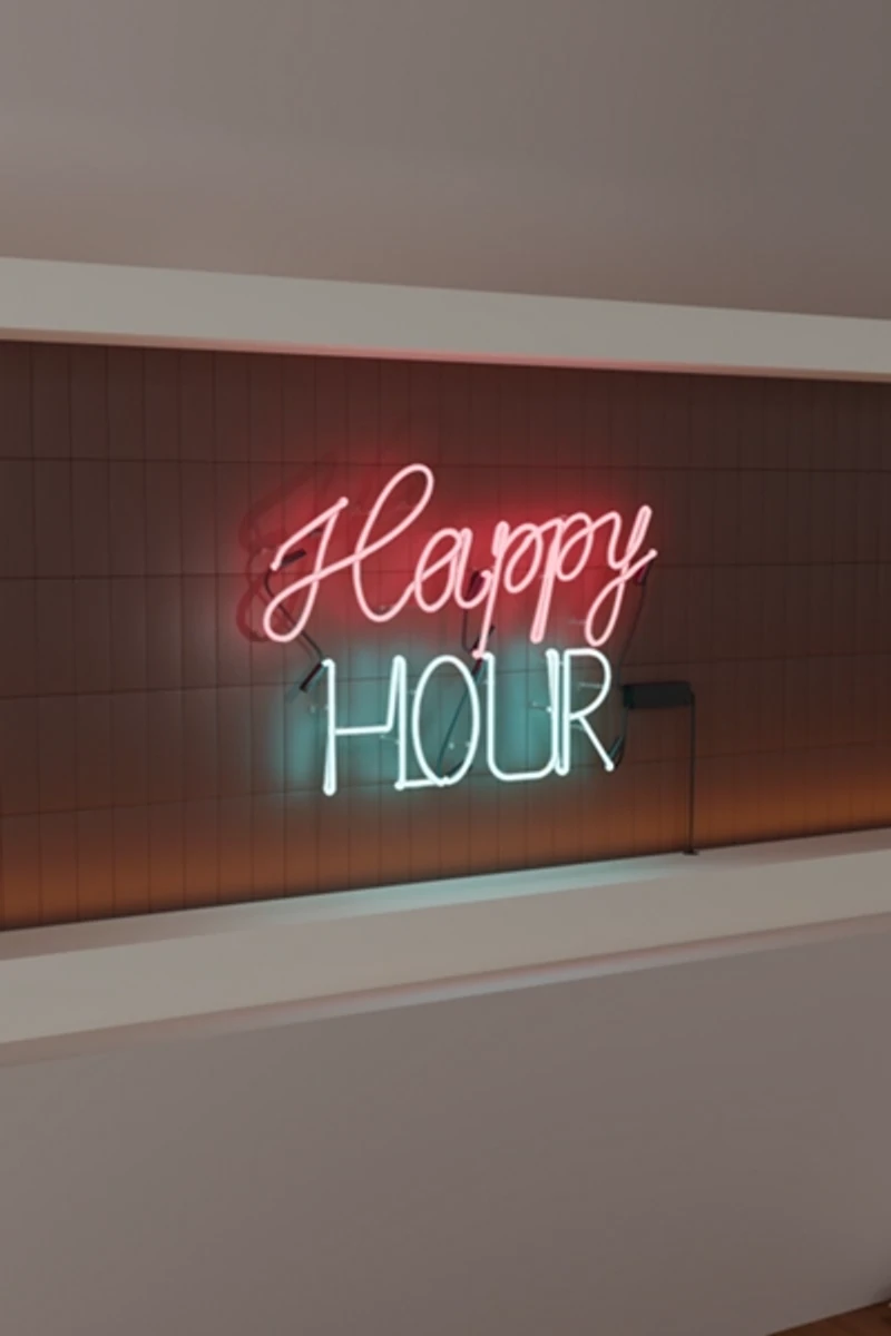 Echo Neon Happy Hour Glass Neon Sign