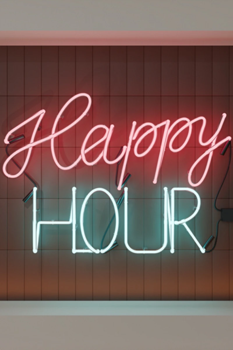 Echo Neon Happy Hour Glass Neon Sign