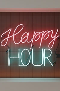 Echo Neon Happy Hour Glass Neon Sign