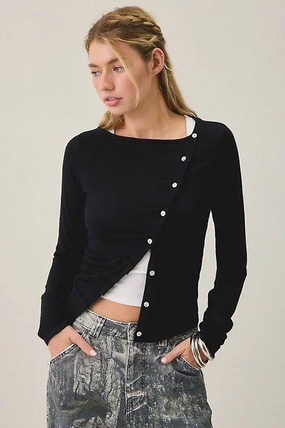 BDG Sutton Slanted Asymmetric Button Cardigan
