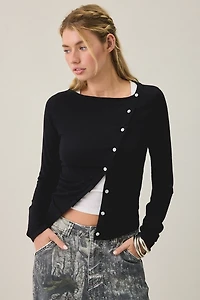 BDG Sutton Slanted Asymmetric Button Cardigan