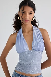 UO Party For You Lace Plunging Halter Top