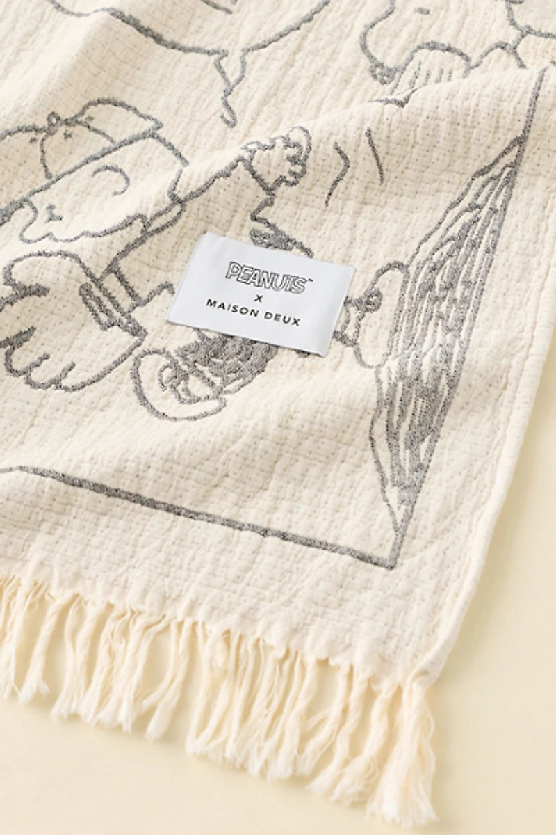 Maison Deux X Peanuts Baseball Comic Strip Throw Blanket