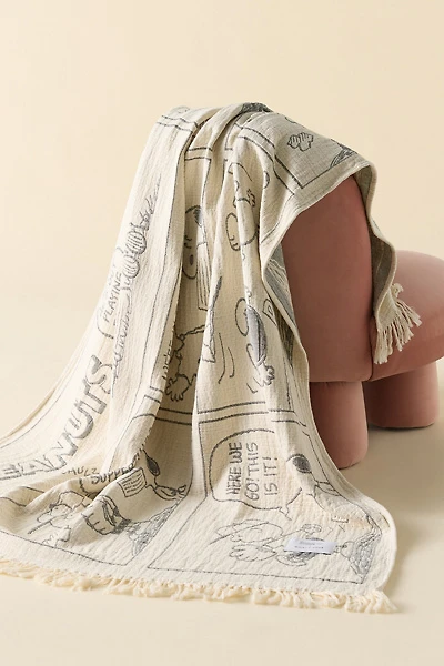 Maison Deux X Peanuts Baseball Comic Strip Throw Blanket