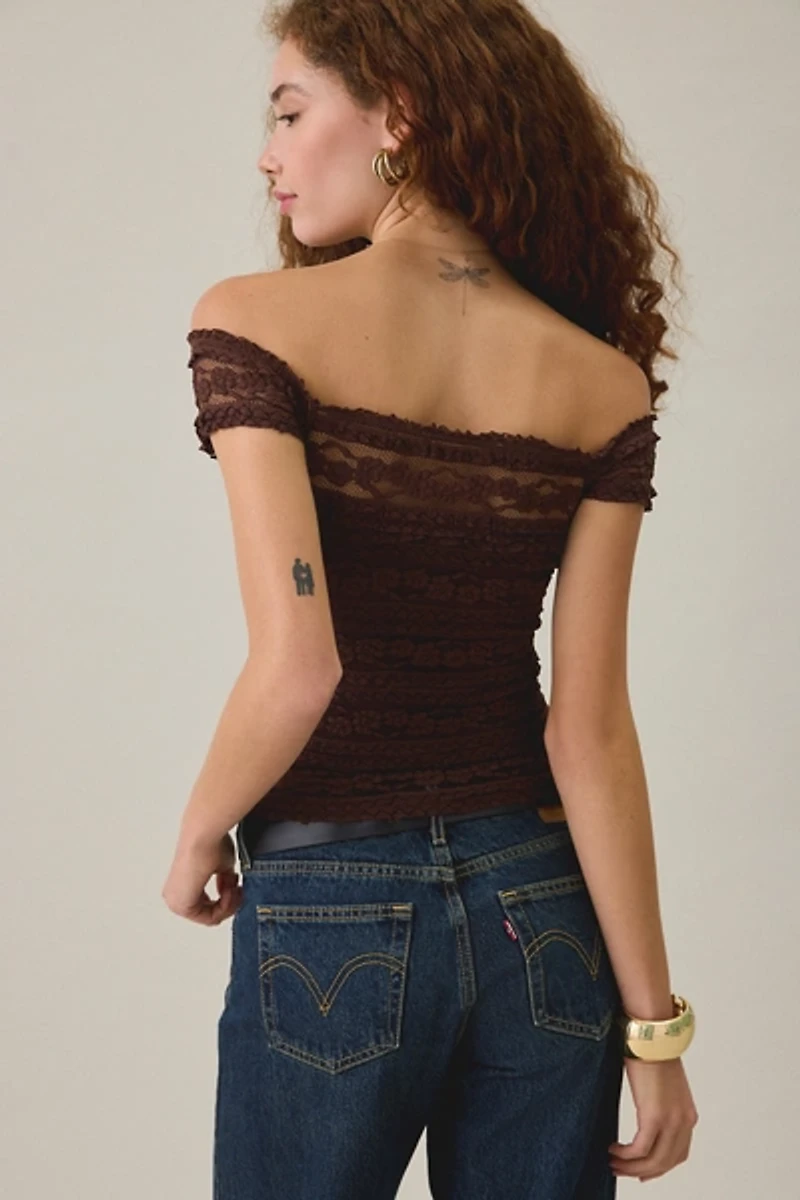 Kimchi Blue Noa Stretch Lace Off-The-Shoulder Top