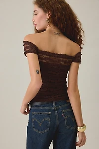 Kimchi Blue Noa Stretch Lace Off-The-Shoulder Top