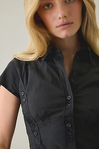 BDG Matty Slim Short Sleeve Multi Button-Down Shirt