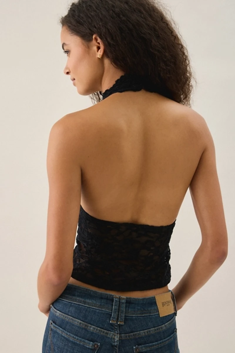UO Lainey Sheer Lace Halter Top