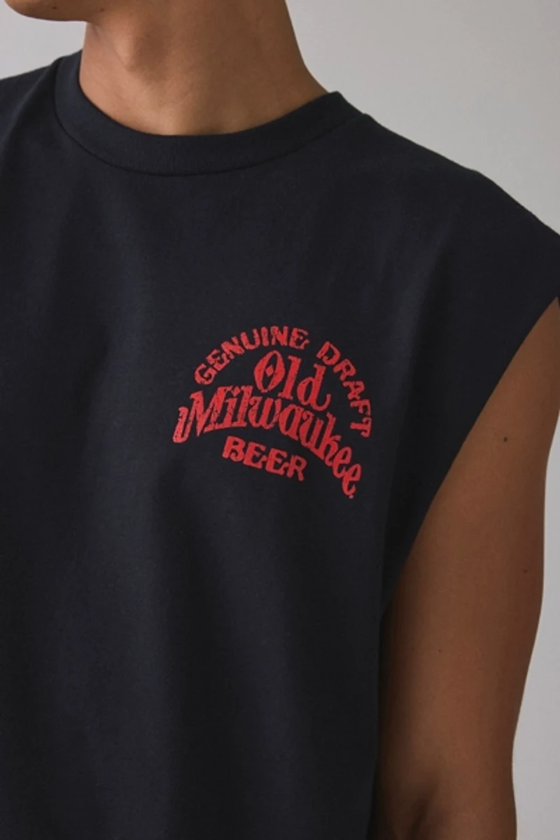 Old Milwaukee Football & Beer Graphic Muscle Tee