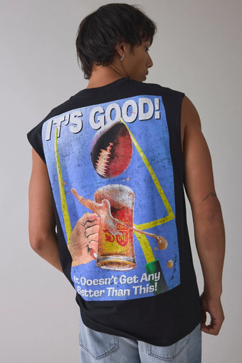 Old Milwaukee Football & Beer Graphic Muscle Tee
