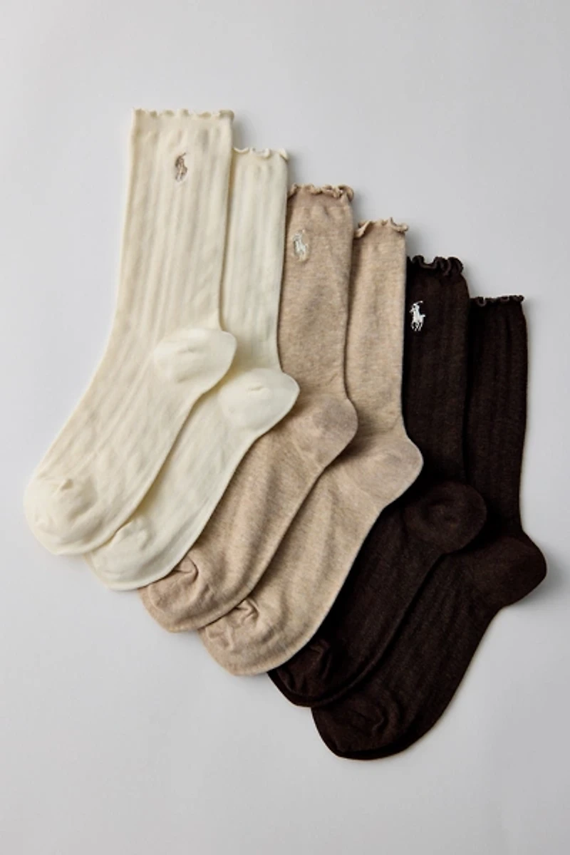 Polo Ralph Lauren Openwork Lettuce Edge Cuff Socks 3-Pack