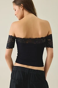 Kimchi Blue Noa Lace Trim Off-The-Shoulder Top