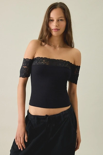 Kimchi Blue Noa Lace Trim Off-The-Shoulder Top