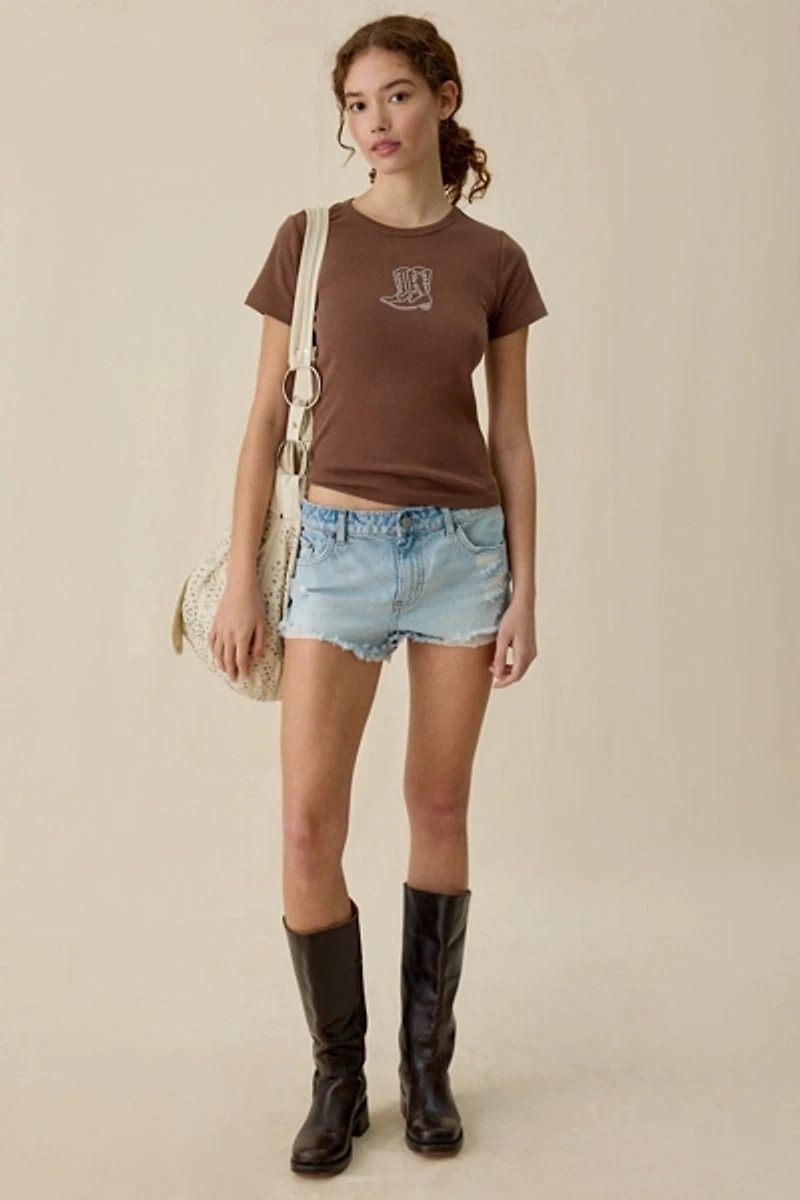 Cowboy Boots Rhinestone Graphic Baby Tee