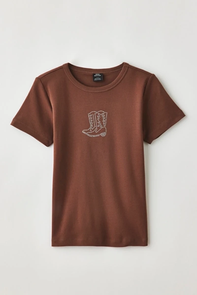 Cowboy Boots Rhinestone Graphic Baby Tee
