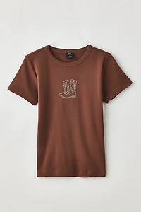 Cowboy Boots Rhinestone Graphic Baby Tee