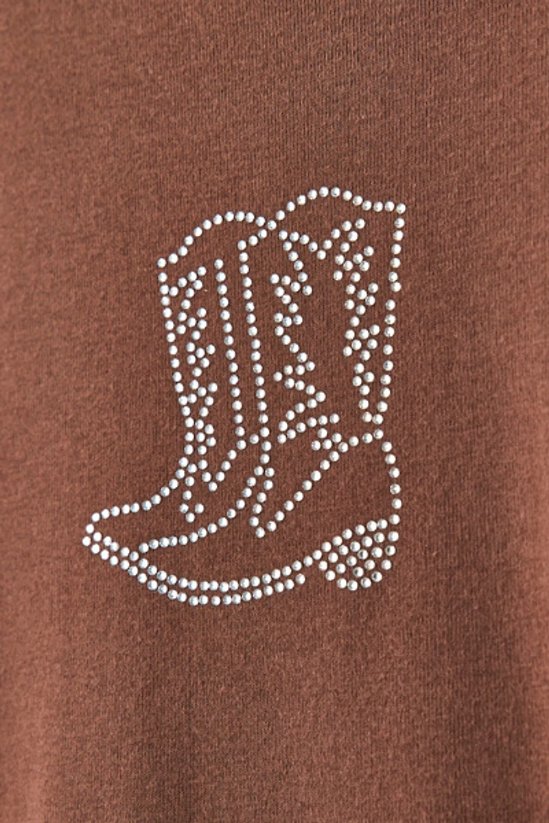 Cowboy Boots Rhinestone Graphic Baby Tee