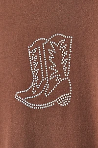 Cowboy Boots Rhinestone Graphic Baby Tee