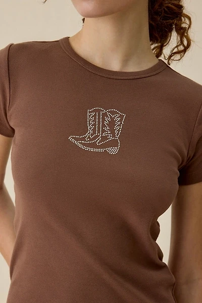 Cowboy Boots Rhinestone Graphic Baby Tee