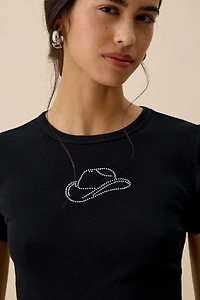 Cowboy Hat Rhinestone Graphic Baby Tee