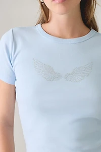 Angel Wings Rhinestone Graphic Baby Tee