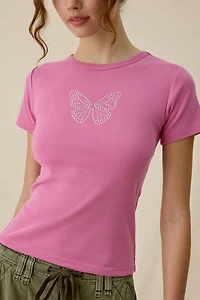 Butterfly Rhinestone Graphic Baby Tee