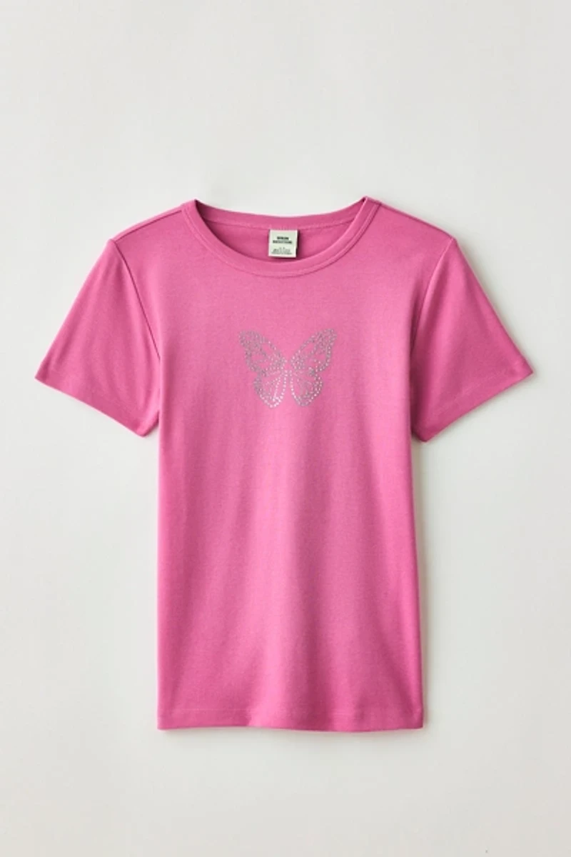Butterfly Rhinestone Graphic Baby Tee