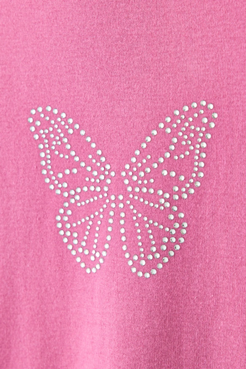 Butterfly Rhinestone Graphic Baby Tee