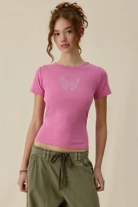 Butterfly Rhinestone Graphic Baby Tee
