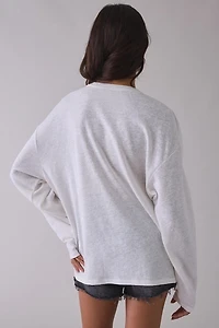 Stamped Skater Graphic Slub Knit Oversized Long Sleeve Tee