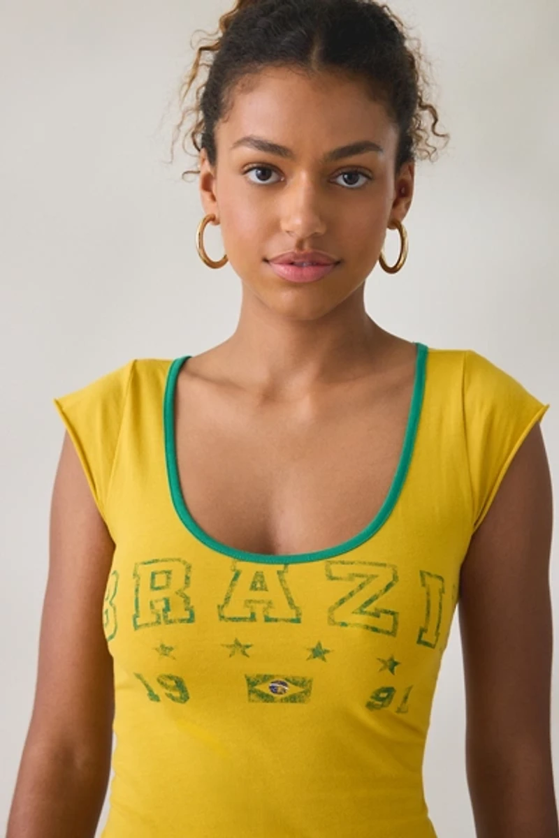Brazil Graphic Scoop Neck Baby Tee