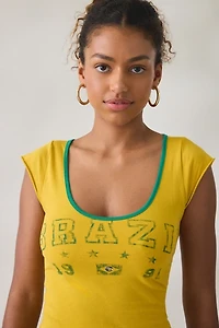 Brazil Graphic Scoop Neck Baby Tee