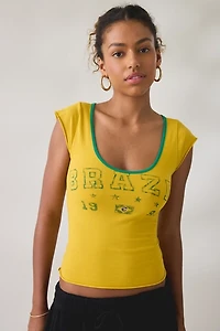 Brazil Graphic Scoop Neck Baby Tee