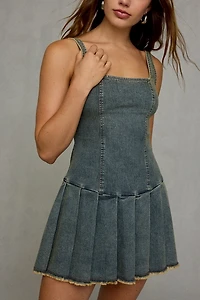 UO Nico Drop Waist Pleated Mini Dress