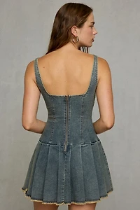 UO Nico Drop Waist Pleated Mini Dress