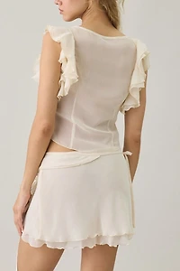 I.AM.GIA. Portia Side-Tie Ruffle Sheer Chiffon Mini Skirt