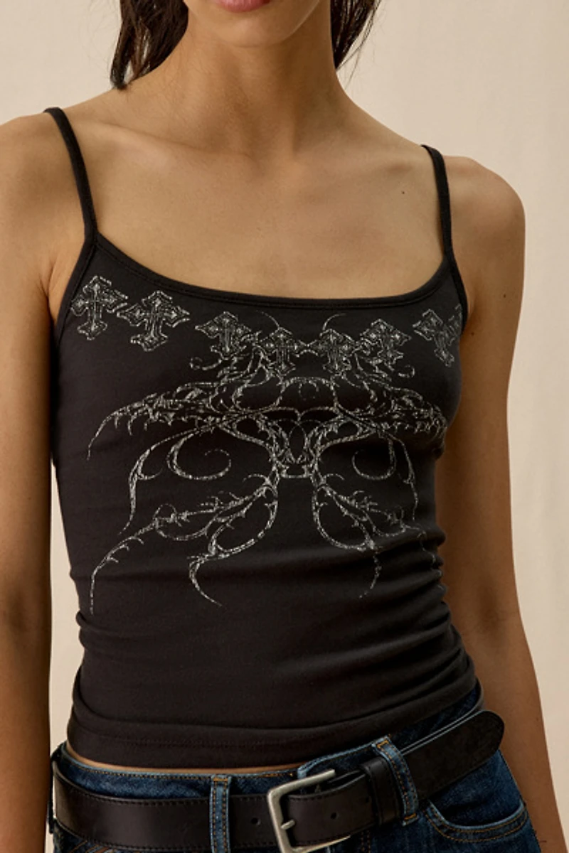 Grunge Tattoo Graphic Cropped Cami