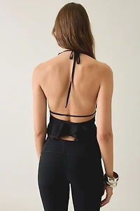 I.AM.GIA. Portia Split-Front Flyaway Ruffle Halter Top