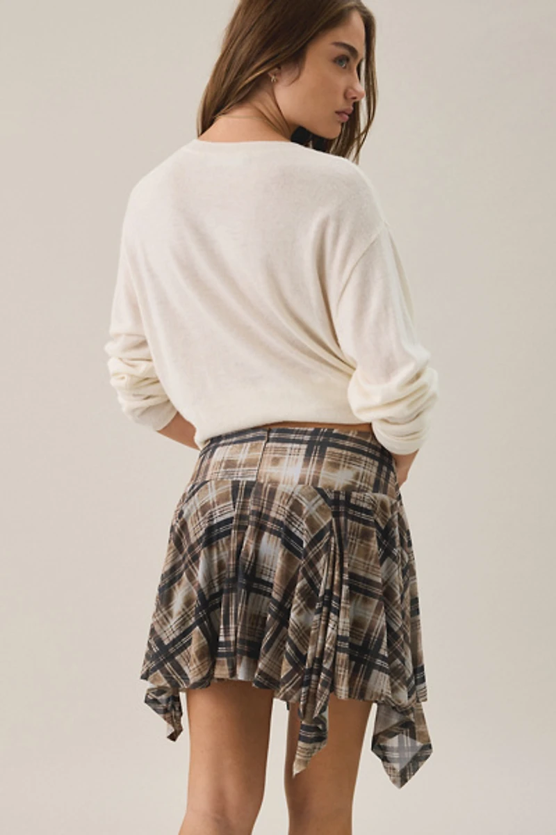 Another Girl Check Hanky Hem Mini Skirt