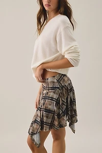 Another Girl Check Hanky Hem Mini Skirt