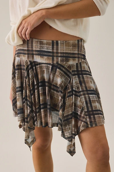 Another Girl Check Hanky Hem Mini Skirt