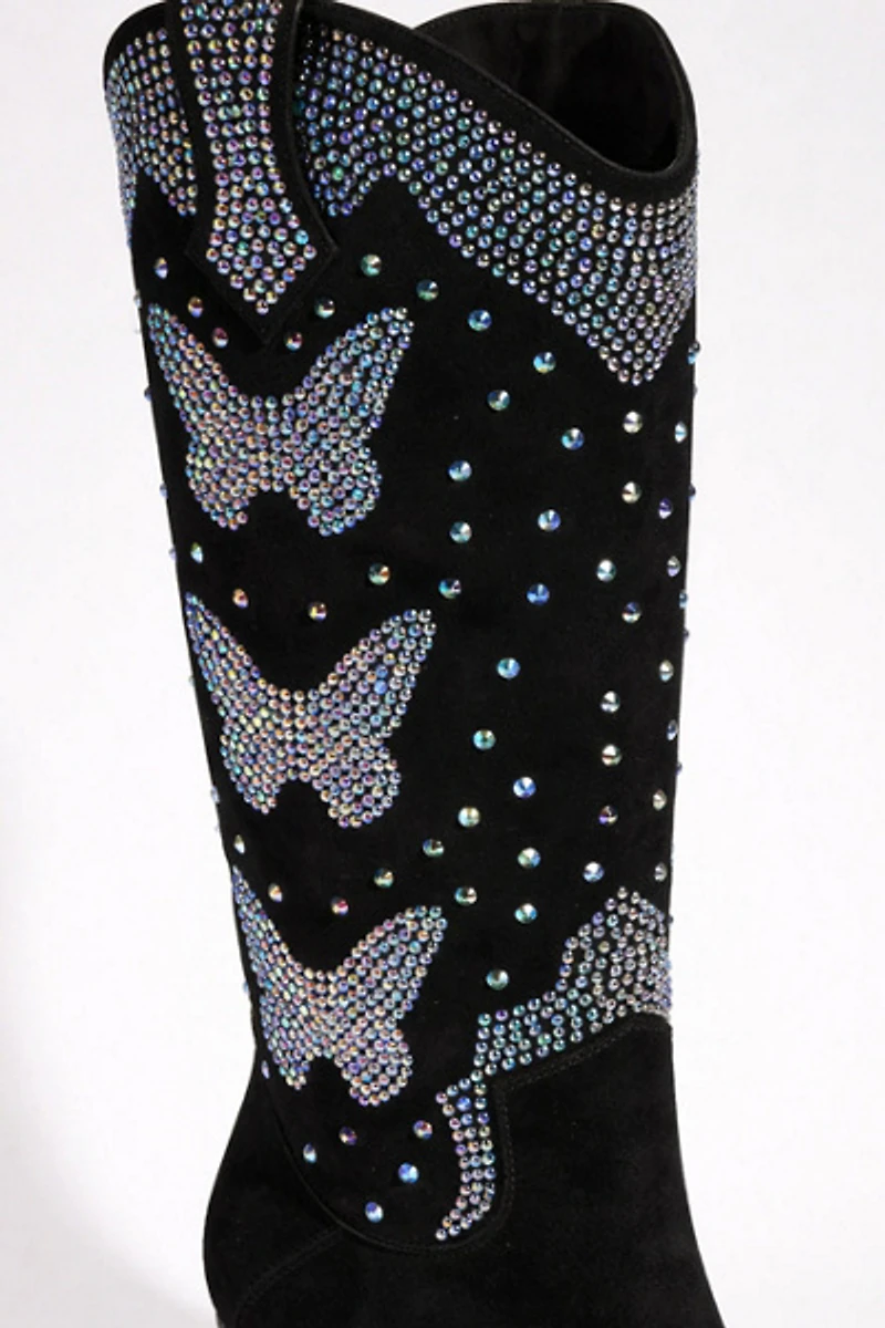 Sparkl Butterfly Rhinestone Cowboy Boots