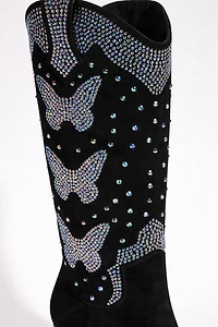 Sparkl Butterfly Rhinestone Cowboy Boots