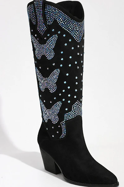 Sparkl Butterfly Rhinestone Cowboy Boots