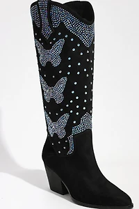 Sparkl Butterfly Rhinestone Cowboy Boots