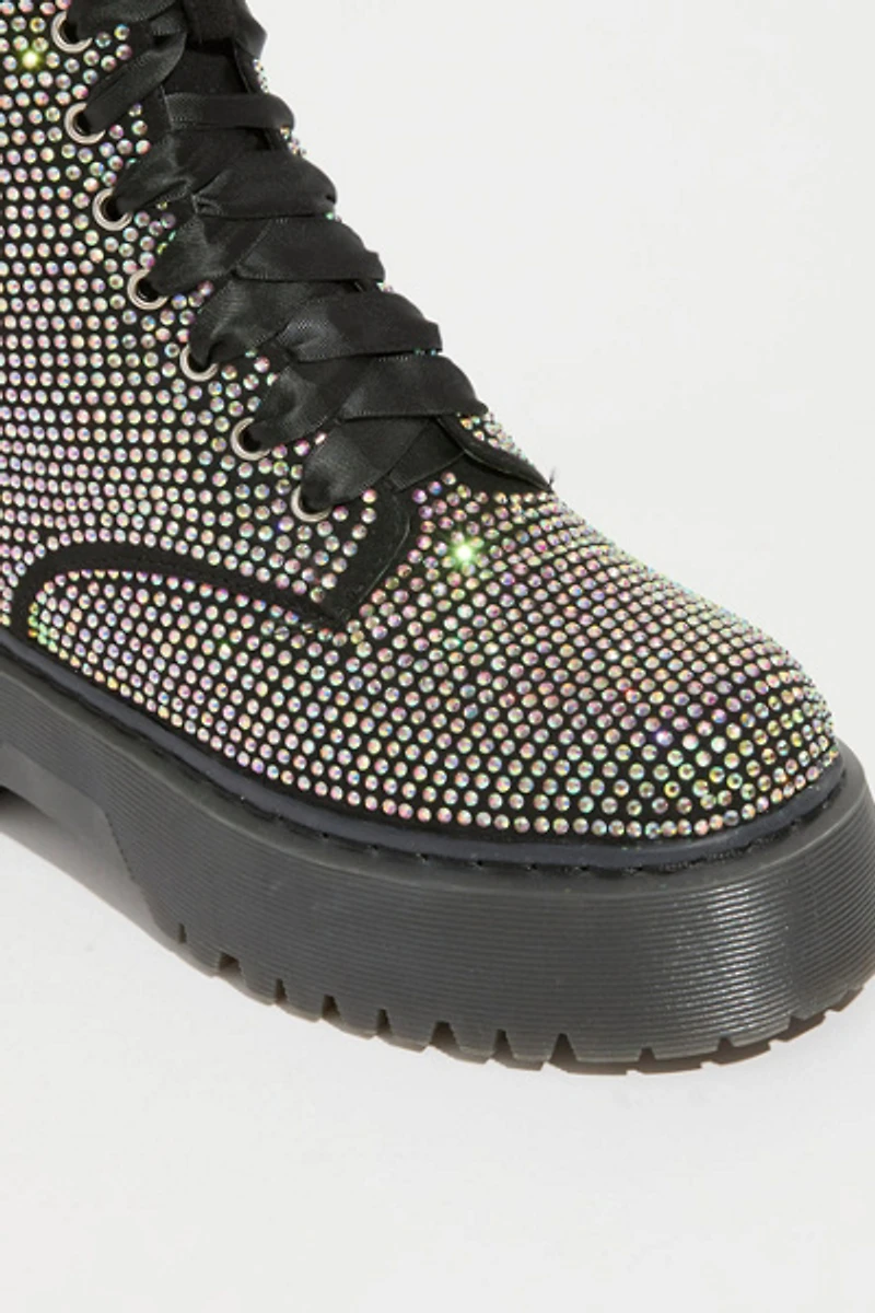 Sparkl Rhinestone Combat Boot